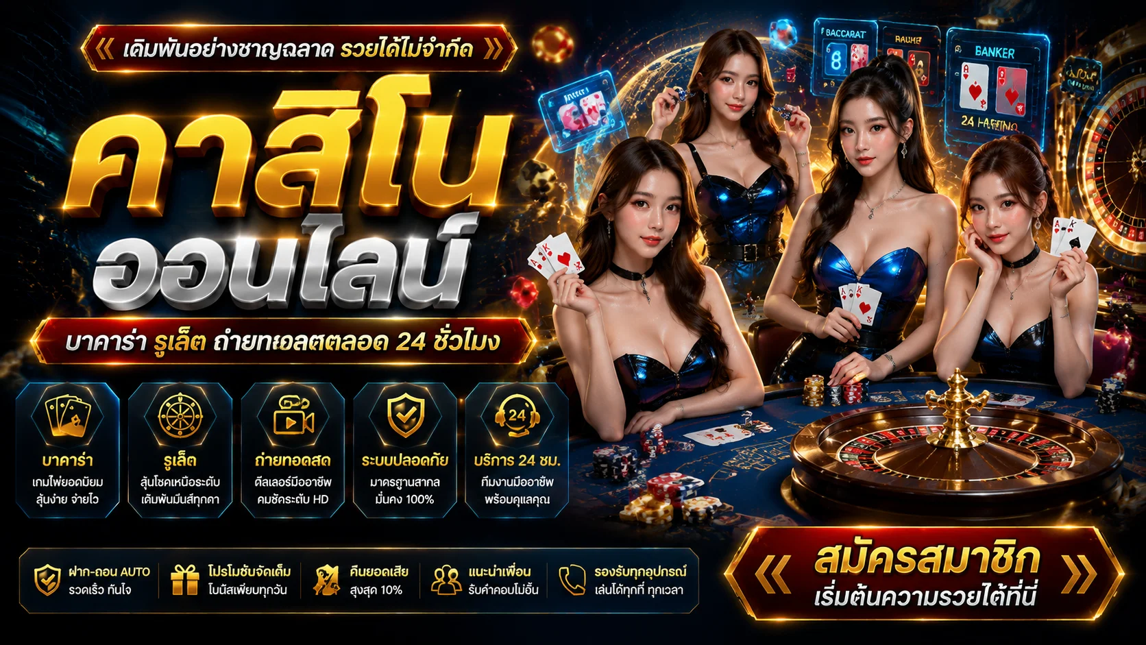 คาสิโนออนไลน์บาคาร่าสดถ่ายทอดจากบ่อนต่างประเทศ